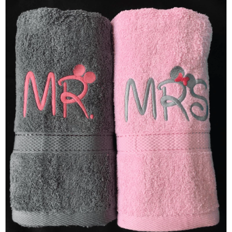 Mr. és Mrs. páros törölköző - Rózsaszín