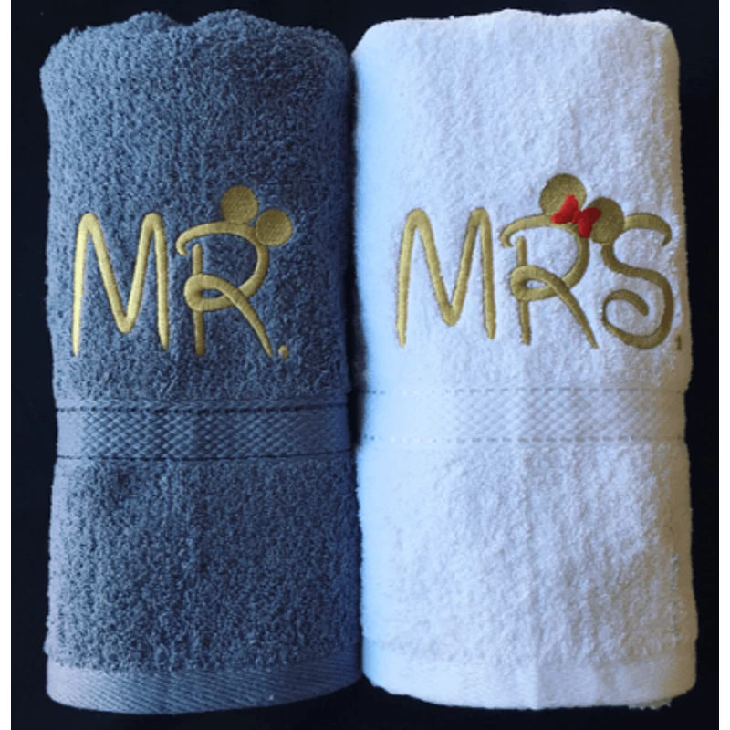 Mr. és Mrs. páros törölköző - Szürke