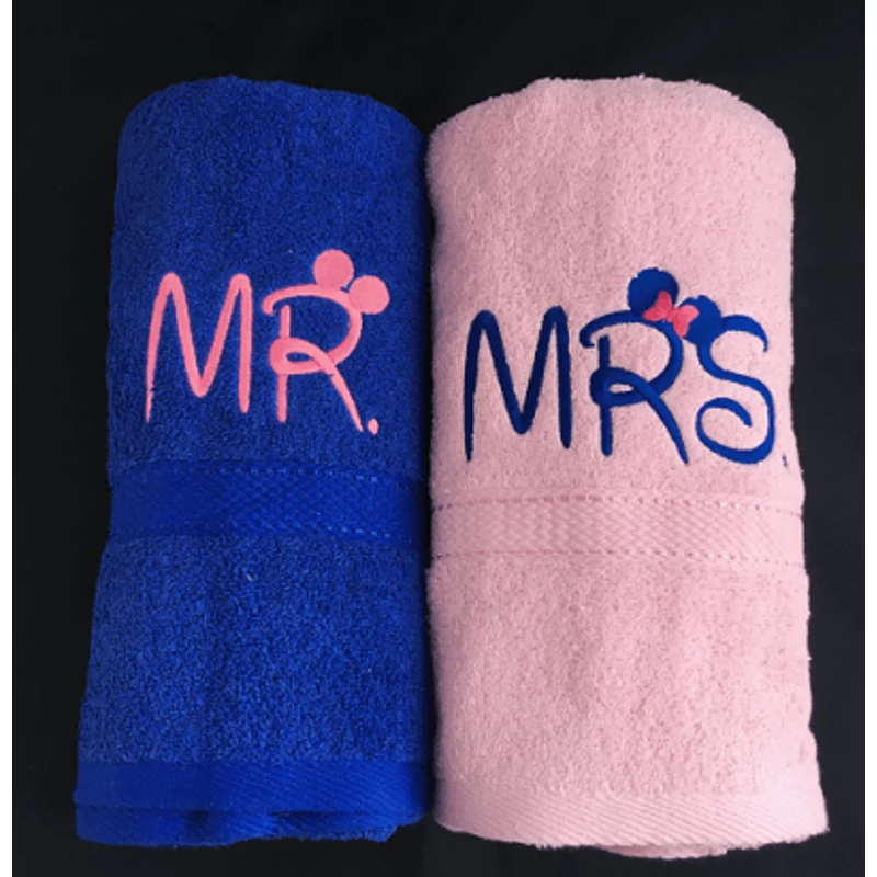 Mr. és Mrs. páros törölköző - rózsaszín