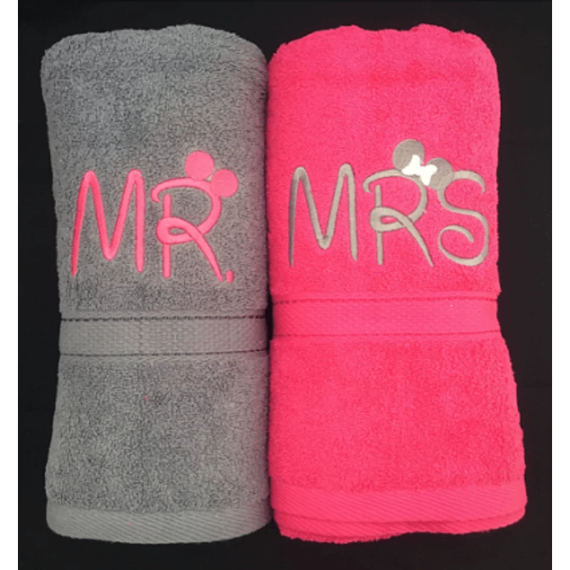 Mr. és Mrs. páros törölköző - Szürke