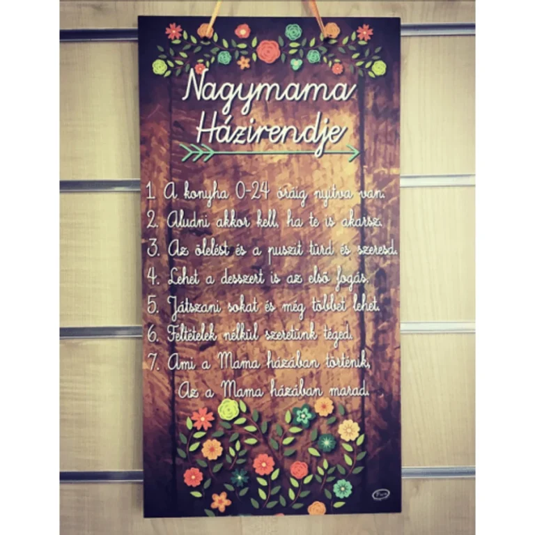 Dísztábla-Nagymama házirendje