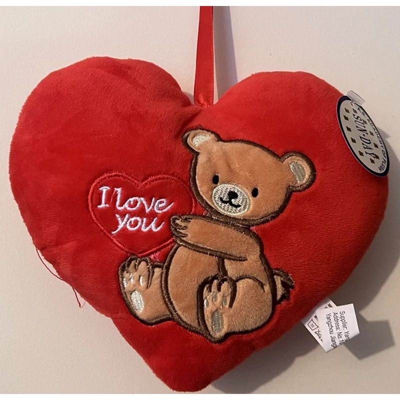 Plüss szív párna maci- I Love You felirattal 2
