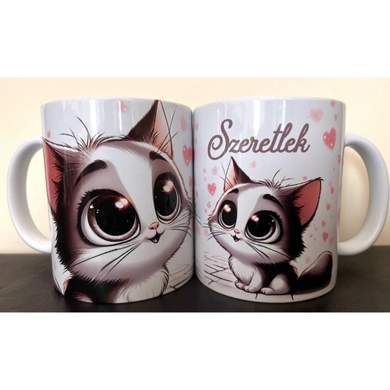 Bögre 3 dl - Szeretlek cicás mintával