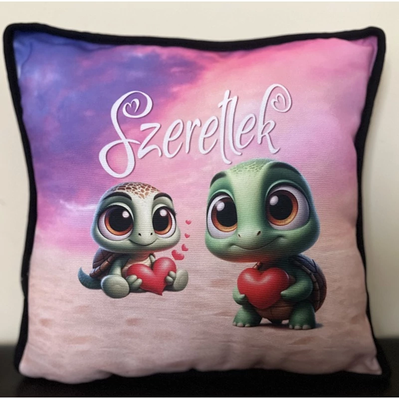 Kocka párna - Szeretlek teknősös