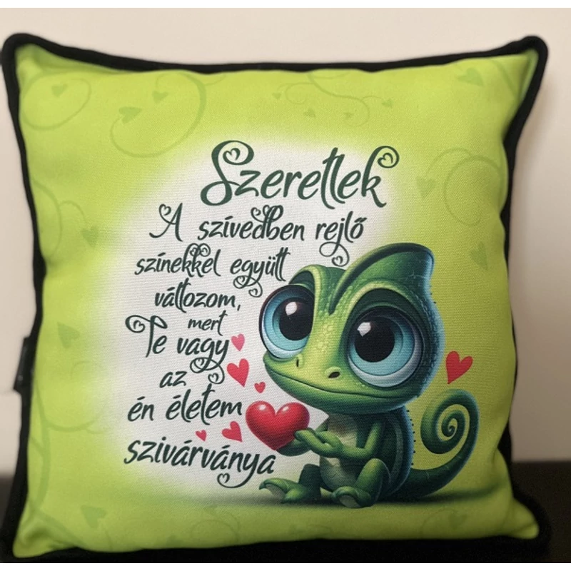 Kocka párna - Szeretlek kaméleonos
