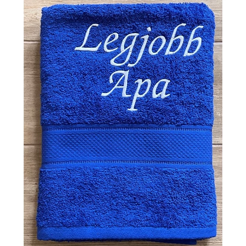 Hímzett törölköző - Legjobb Apa királykék