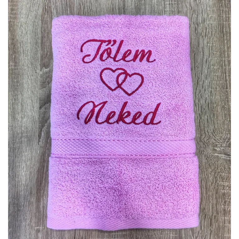 Törölköző- Tőlem Neked rózsaszín duplaszív