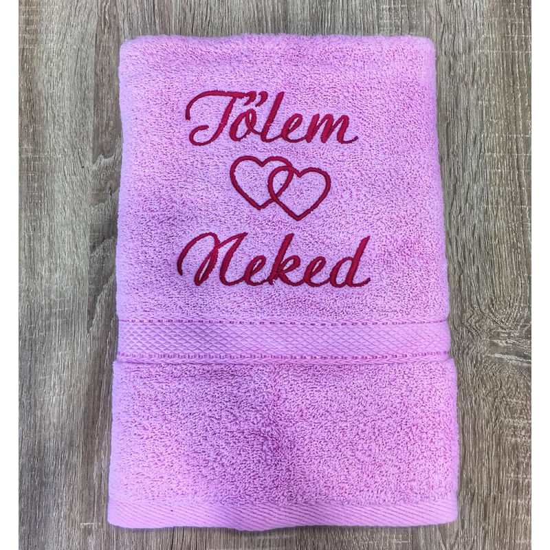 Törölköző- Tőlem Neked rózsaszín duplaszív