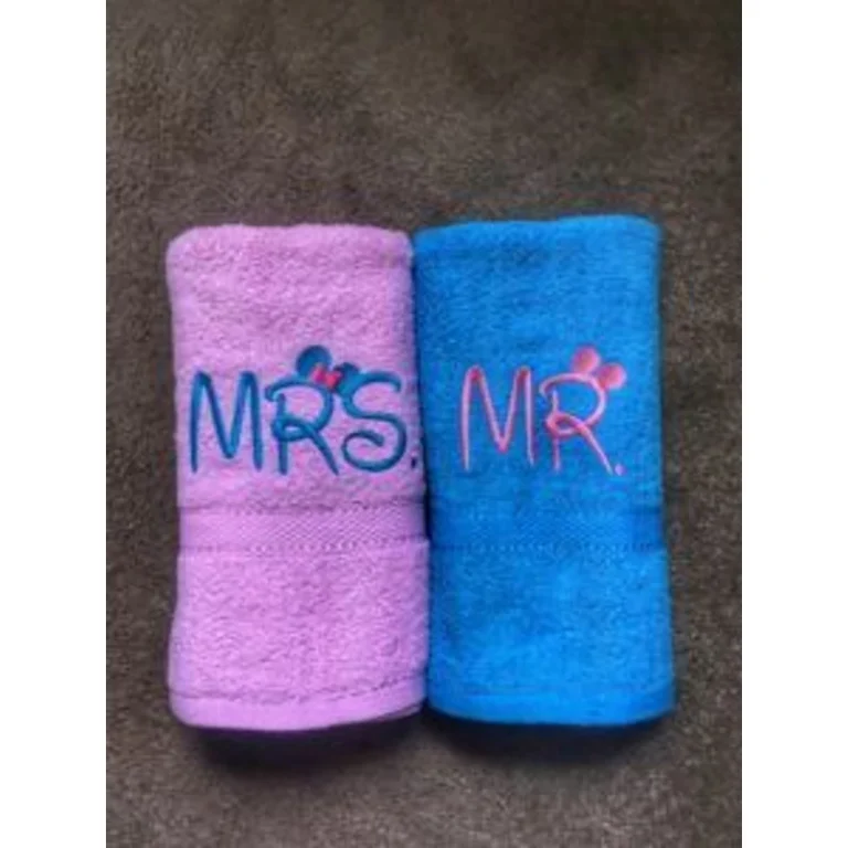 Mr. és Mrs. páros törölköző - Rózsaszín