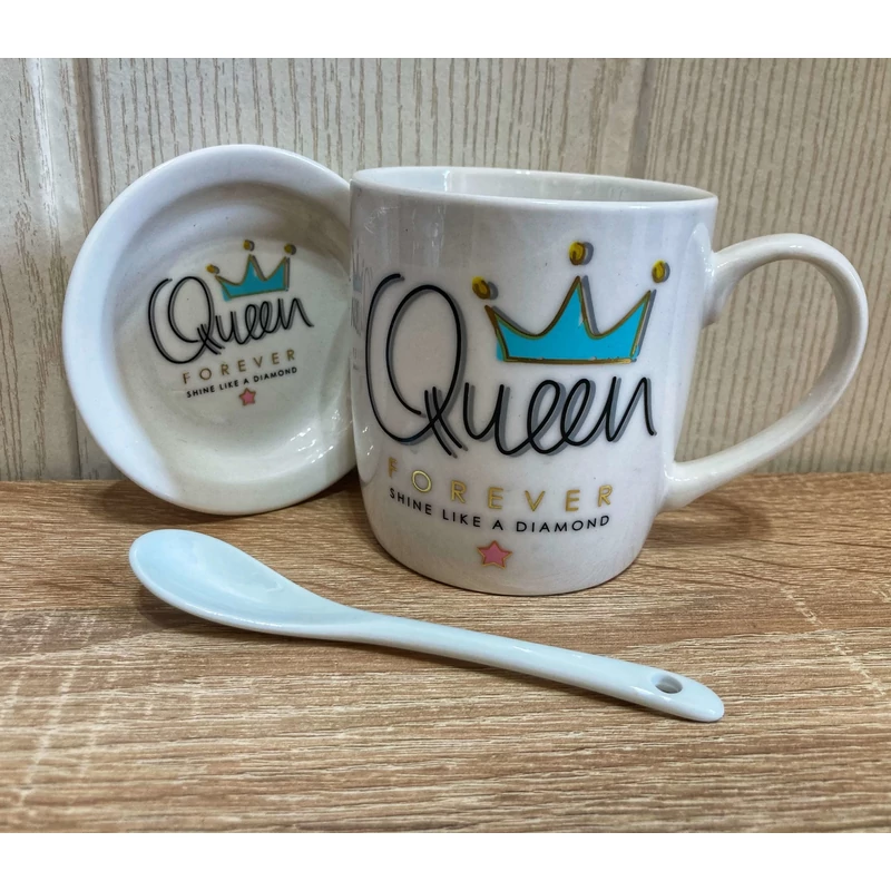 Bögre szett kiskanállal alátéttel 3 dl - Queen