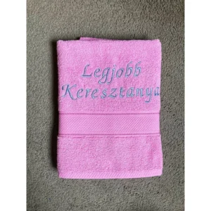 Hímzett törölköző-Legjobb Keresztanya rózsaszín