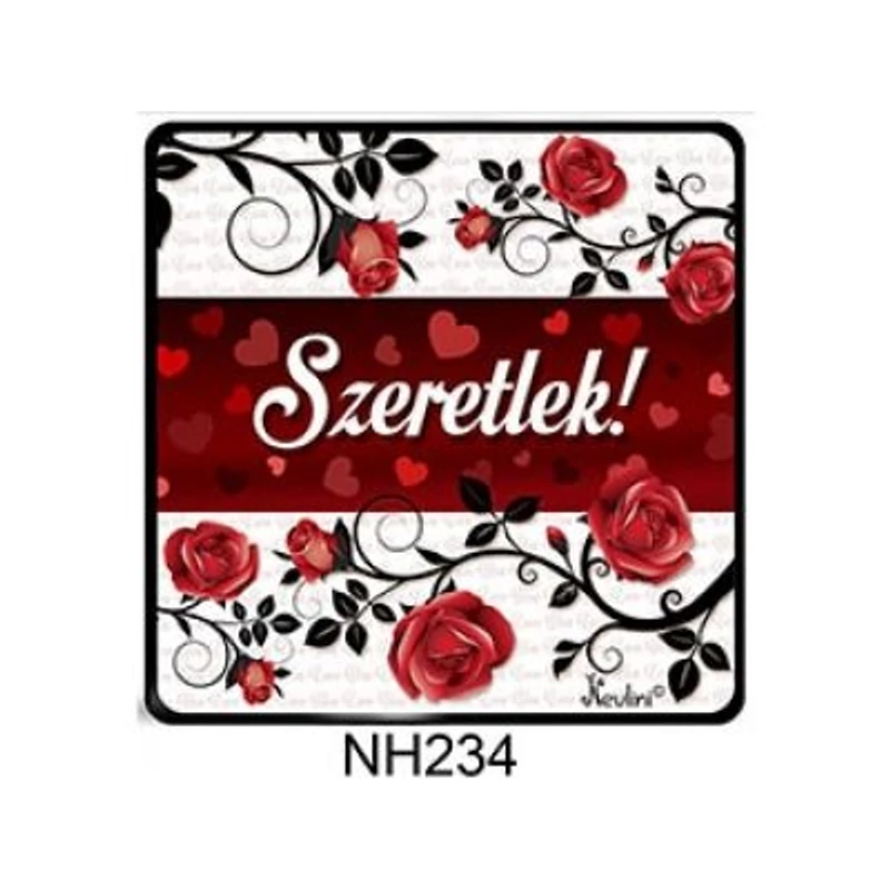 Hűtőmágnes-Szeretlek, sok rózsa