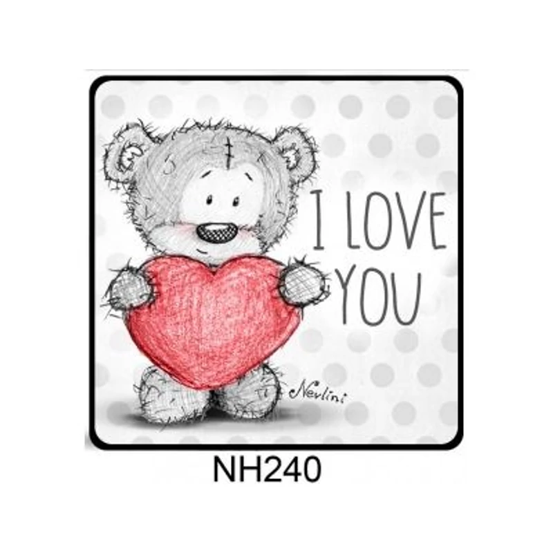 Hűtőmágnes-I love you, maci szívvel