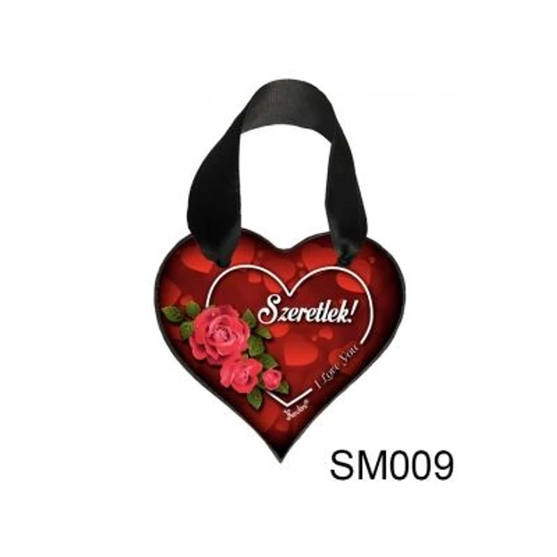 Szív tábla akasztóval-Szeretlek love you
