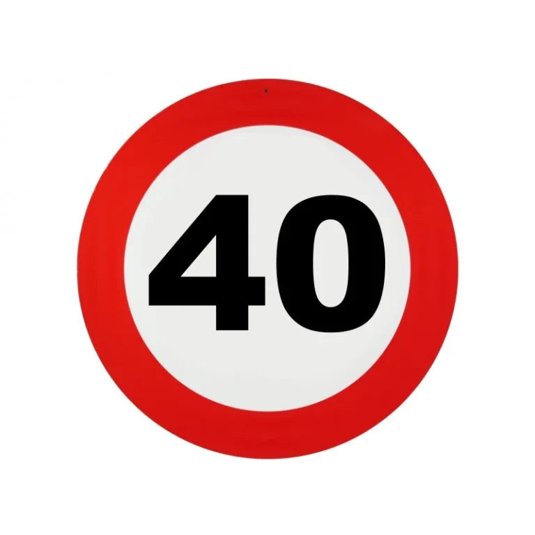 Sebességkorlátozó tábla 40. évszámos 40cm - Ajándékötlet szülinapra