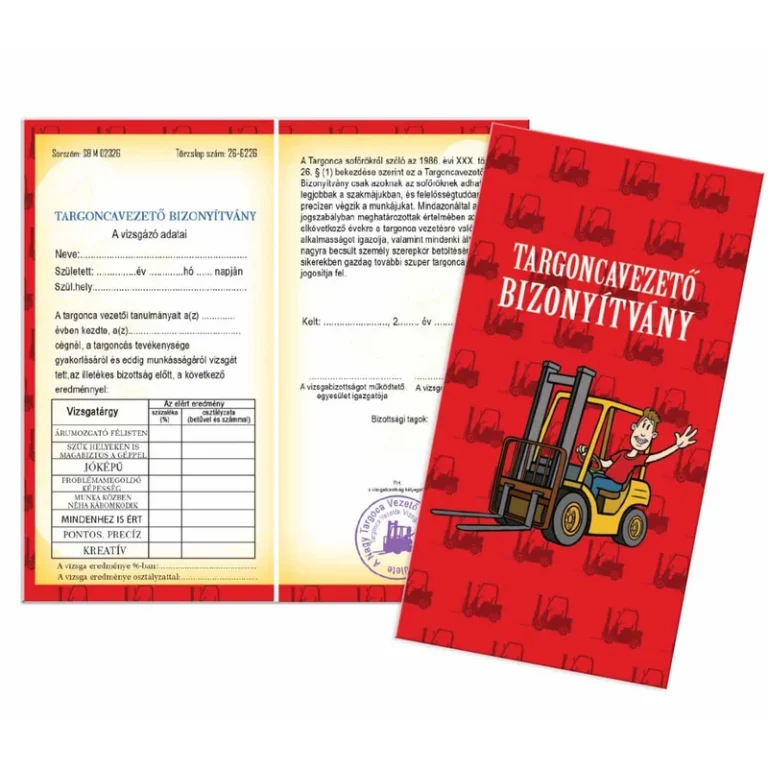 Bizonyítvány - Targoncavezető