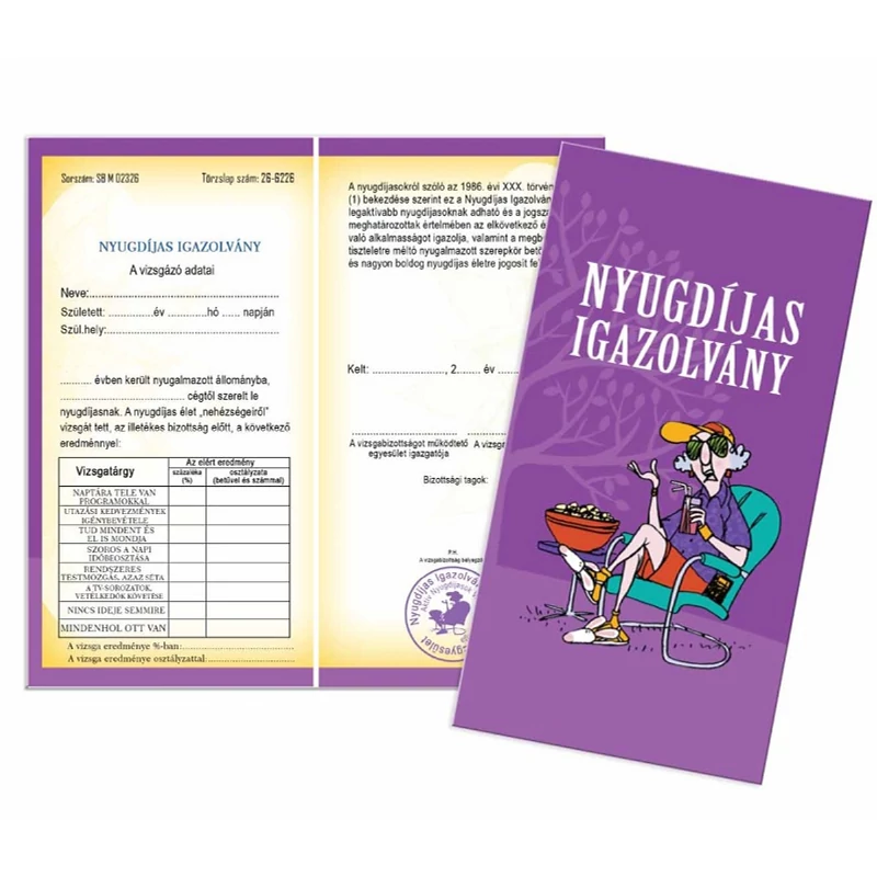 Bizonyítvány - Nyugdíjas igazolvány