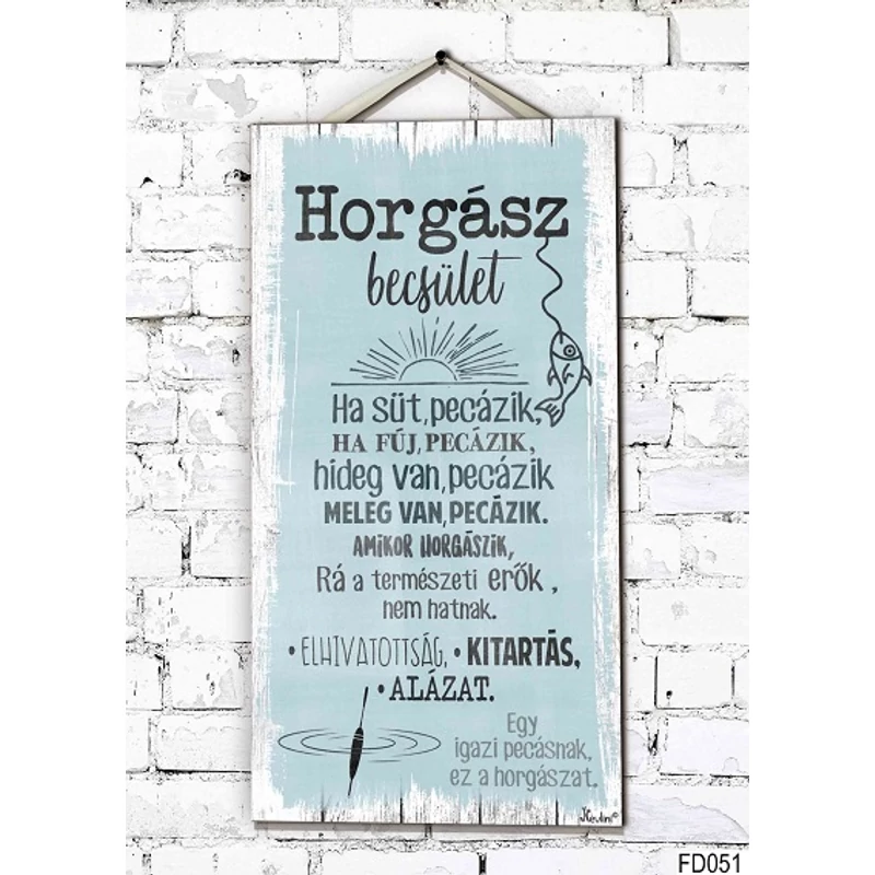 Fali dekor tábla - Horgász becsület