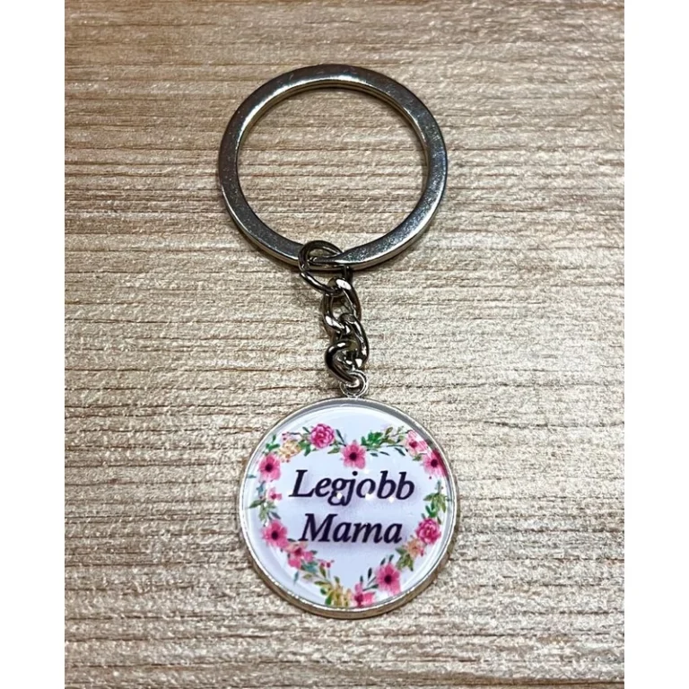 Üveglencsés kulcstartó - Mama szív
