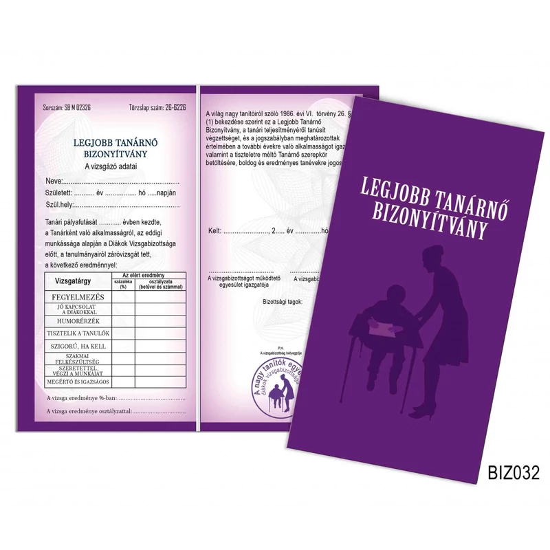 Bizonyítvány - Legjobb tanárn 2