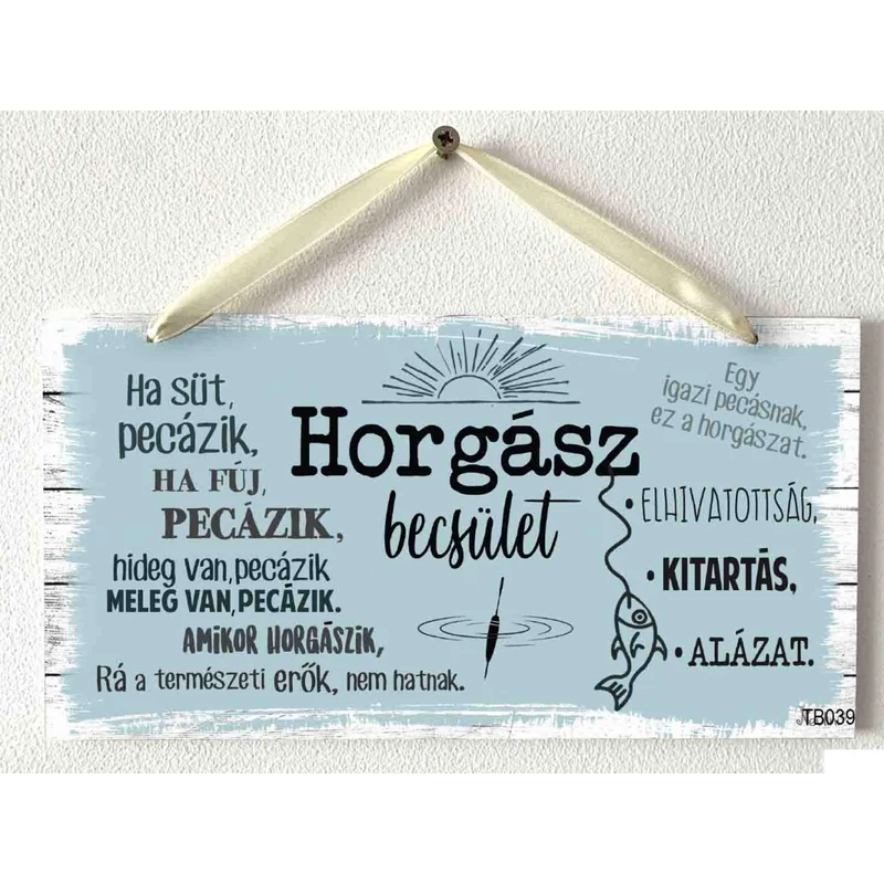 Kicsi Dekor Tábla - Horgász becsület