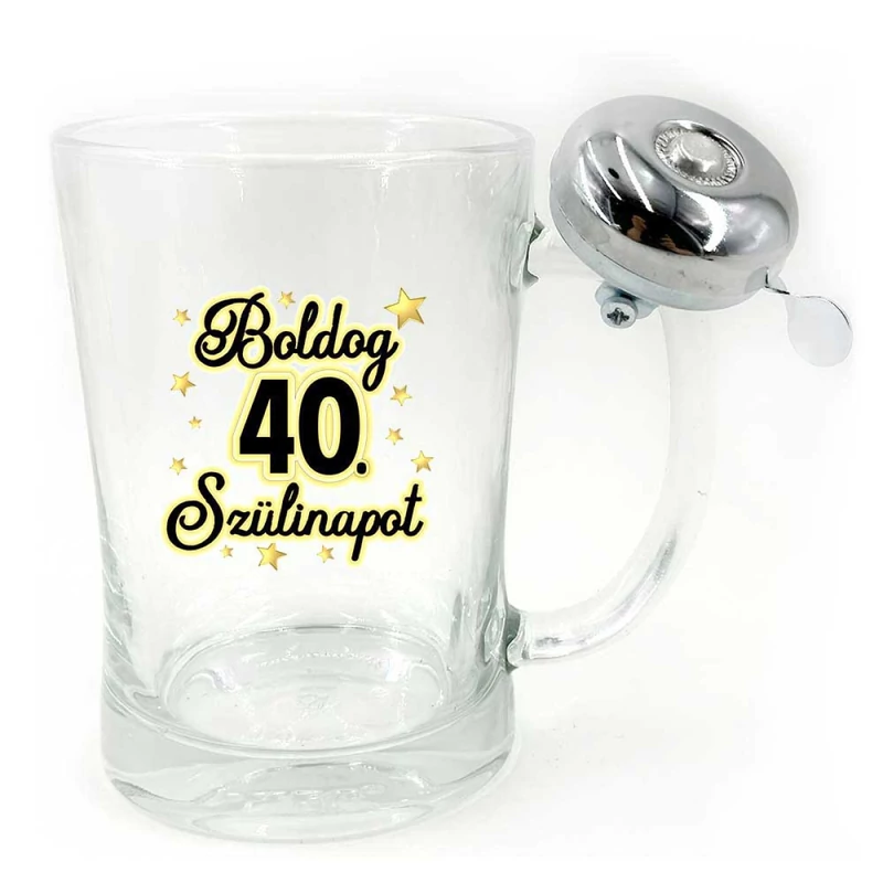 Vicces Csengős Söröskorsó - Boldog 40. Szülinapot