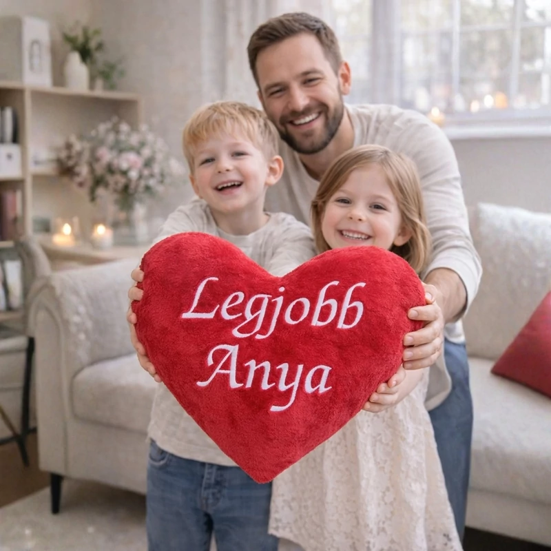 Hímzett szív párna -Legjobb Anya