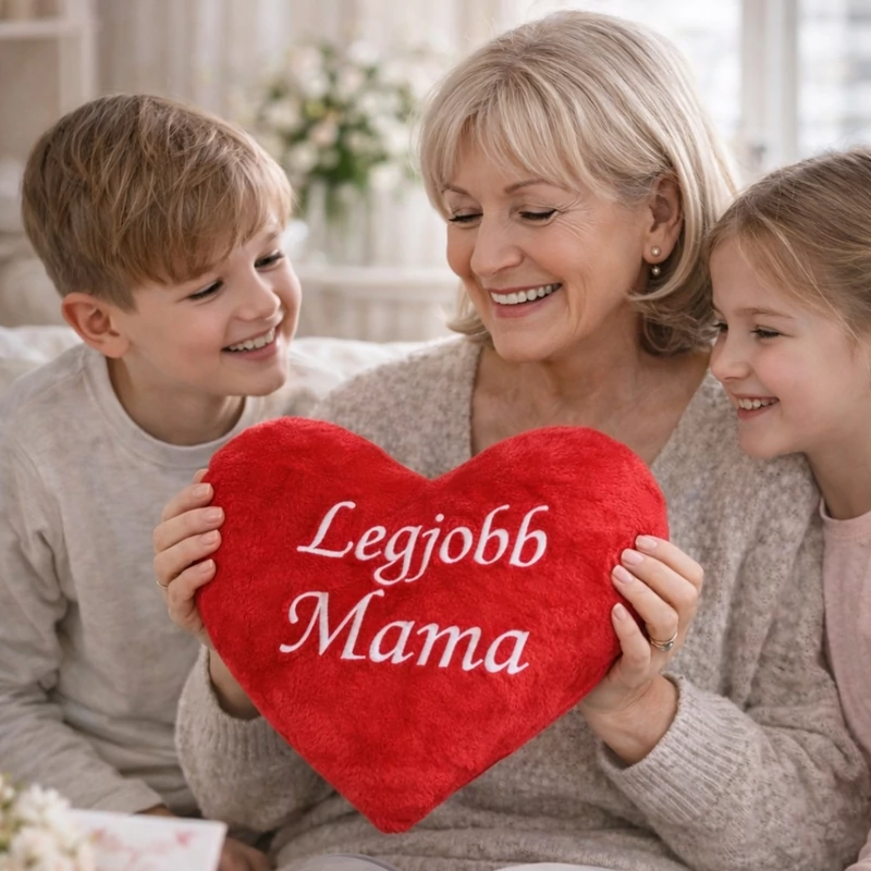 Hímzett szív párna -Legjobb Mama