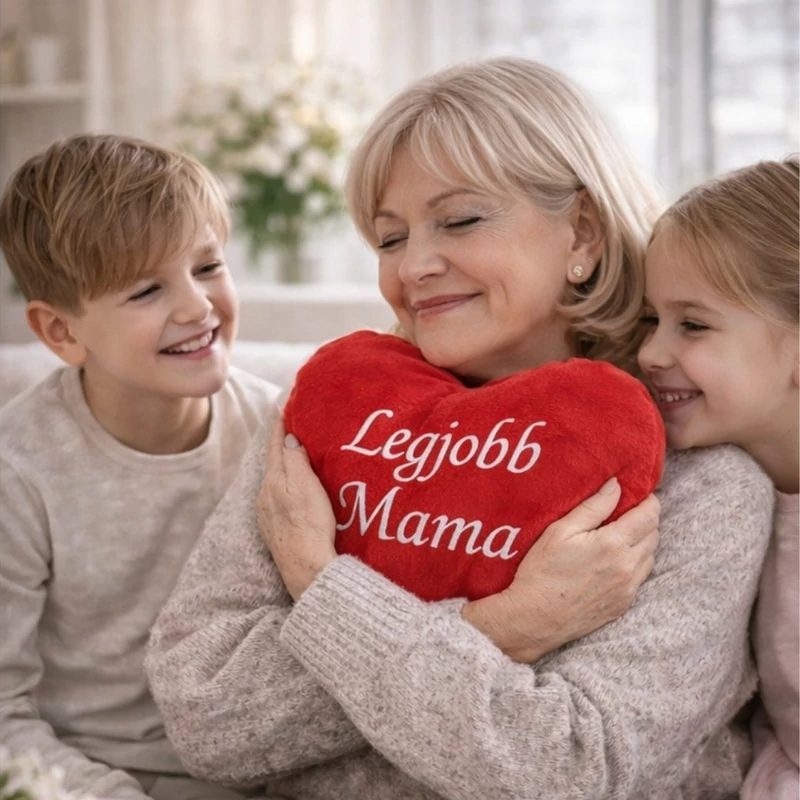 Legjobb Mama - Ajándék Nagymamának,Hímzett szív párna -Legjobb Mama,Hímzett szív párna -Legjobb Mama - Ajándék Nagymamának