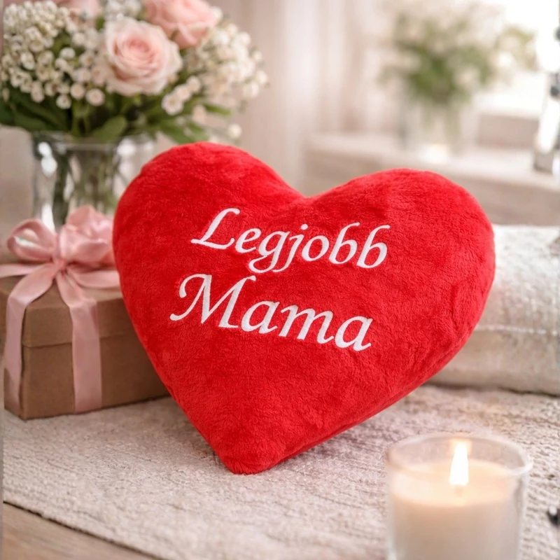 Hímzett szív párna -Legjobb Mama
