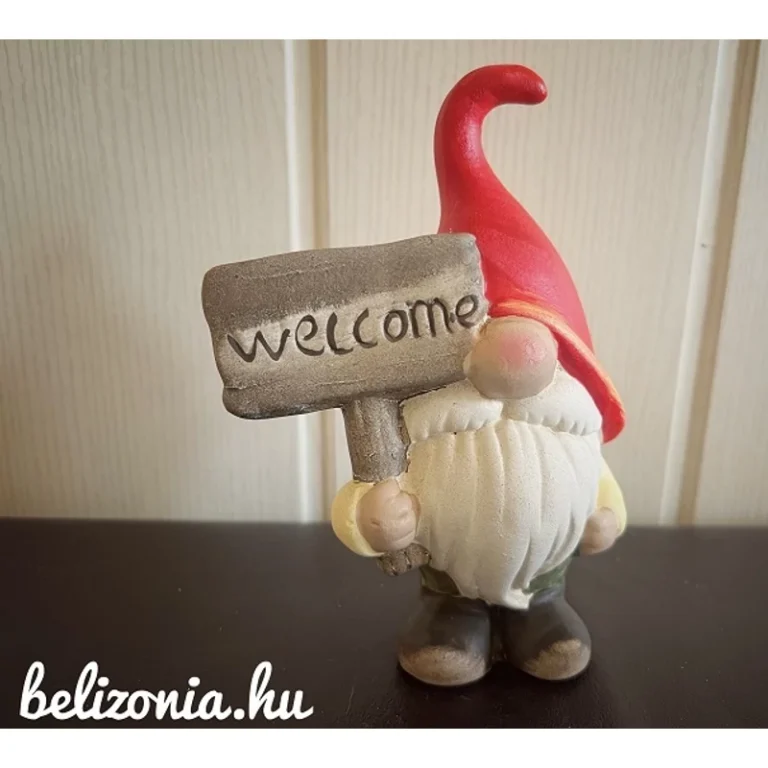 Kerámia törpe - Welcome táblával