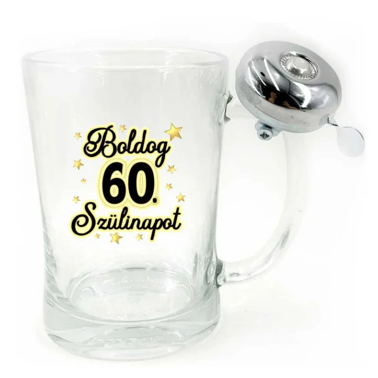 Vicces Csengős Söröskorsó - Boldog 60 Szülinapot