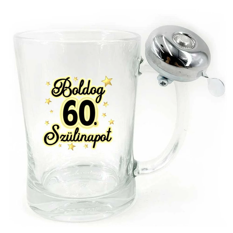 Vicces Csengős Söröskorsó - Boldog 60 Szülinapot