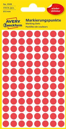 Etikett, 8 mm, kör, eltávolítható, AVERY ZWECKFORM, piros, 416 etikett/csomag - Image 2