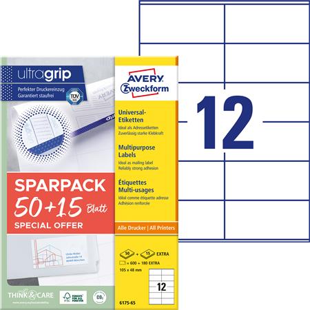Etikett, univerzális, 105x48 mm, AVERY ZWECKFORM, "Sparpack", 780 etikett/csomag - Image 2