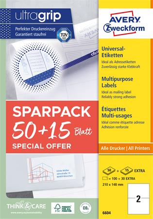 Etikett, univerzális, 210x148 mm, AVERY ZWECKFORM, "Sparpack", 130 etikett/csomag - Image 3