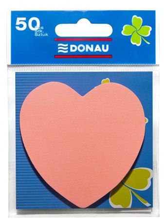 Öntapadó jegyzettömb, szív alakú, 50 lap, DONAU, rózsaszín - Image 2