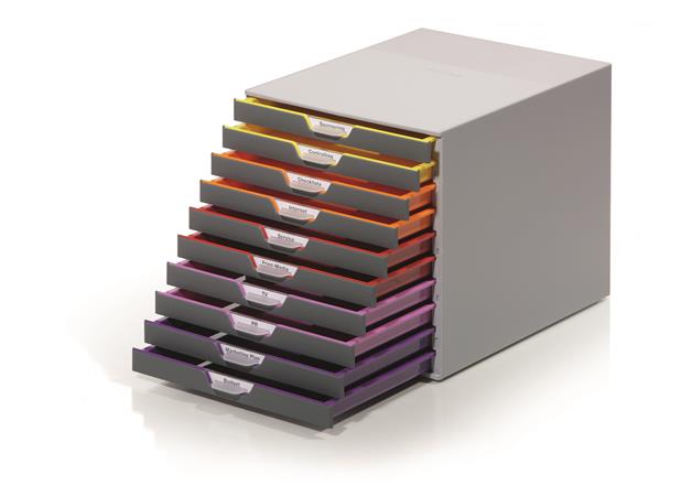 Irattároló, műanyag, 10 fiókos, DURABLE "VARICOLOR® 10", szürke - Image 2