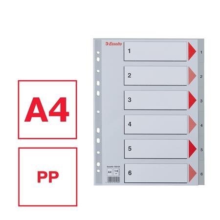 Regiszter, műanyag, A4, 1-6, ESSELTE, szürke - Image 2