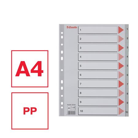 Regiszter, műanyag, A4, 1-10, ESSELTE,szürke - Image 2