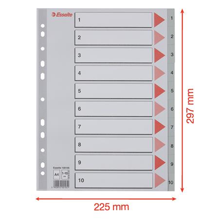 Regiszter, műanyag, A4, 1-10, ESSELTE,szürke - Image 6