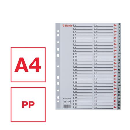 Regiszter, műanyag, A4, 1-54, ESSELTE, szürke - Image 2