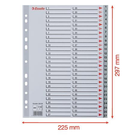 Regiszter, műanyag, A4, 1-54, ESSELTE, szürke - Image 6