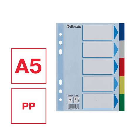 Regiszter, műanyag, A5, 5 részes, ESSELTE, színes - Image 4