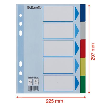 Regiszter, műanyag, A5, 5 részes, ESSELTE, színes - Image 7