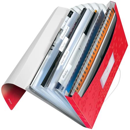 Harmonikamappa, A4, PP, 6 rekeszes, LEITZ "Wow", piros - Image 2