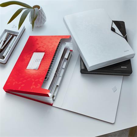 Harmonikamappa, A4, PP, 6 rekeszes, LEITZ "Wow", piros - Image 3