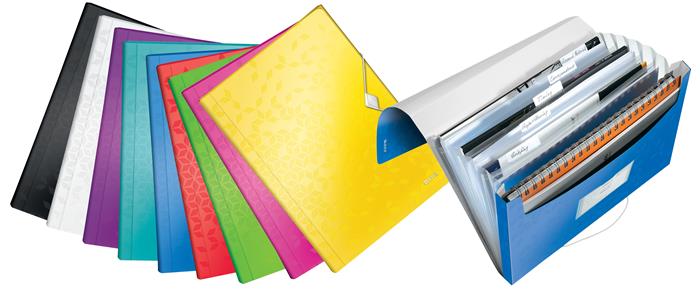 Harmonikamappa, A4, PP, 6 rekeszes, LEITZ "Wow", piros - Image 4
