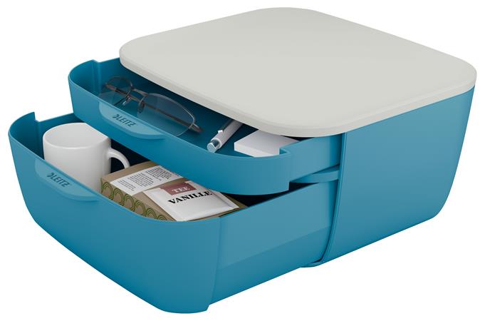 Irattároló, műanyag, 2 fiókos, LEITZ "Cosy", nyugodtkék - Image 2