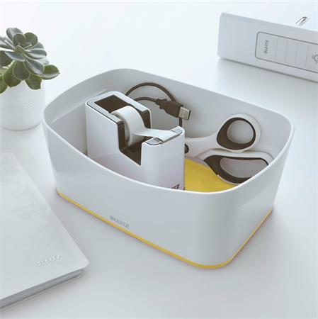 Ragasztószalag-adagoló, asztali, feltöltött, LEITZ "Wow", fehér-sárga - Image 4
